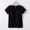 Una generación de pelo con almohadilla en el pecho de manga corta para mujer, camiseta de verano ajustada y fina de color liso con media manga, nueva chaqueta básica para llevar por fuera