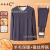 Ropa y pantalones de otoño de lana y seda para hombre y mujer de cuello medio para personas de mediana edad y mayores, traje de ropa interior térmica de cuello medio alto, pantalones de lana de línea