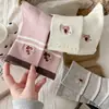 Novedad de Principios de Primavera Calcetines de Algodón Peinado de Media Pantorrilla para Mujer con Bordado de Perro Salchicha de Dibujos Animados Lindos Calcetines Deportivos de Compresión Rayados Caídos