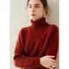 Suéter de Punto Grueso de Cachemira para Mujer Otoño e Invierno con Cuello Alto Retorcido en el Hombro Ajustado Adelgazante de Manga Larga Base