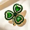 Broche Vintage Esmaltado Verde Trevo com Pérolas e Strass, Trevo de Quatro Folhas, Cacto, Broche Girassol, Acessório Criativo