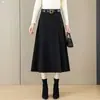 Falda midi plisada de lana mezclada de cintura alta, corte ajustado, estilo retro elegante, con dobladillo ancho, para mujer, Nuevo Estilo Otoño/Invierno 2026