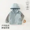 Ropa infantil de primavera y otoño: Sudadera con capucha y mangas de retazos, chaqueta con cremallera de corte holgado, estilo coreano, para niños y niñas, Ropa infantil AnYang