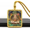 Pingente Tanka Dourado Meio Pintado à Mão, Oito Budas Guardiões, Pingente Tanka do Buda do Nascimento, Colar Tanka Portátil Atacado