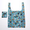 Em estoque, sacola de compras dobrável com etiqueta de tecido, tecido de flores, grande bolsa quadrada lateral, bolsa de poliéster para armazenamento, logotipo para impressão