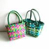 Bolsa de Cesta Pequeña Tejida Color Viento Bolsa Cuadrada Cesta Portátil para Verduras Bolso de Hombro Combinación para Picnic y Fotos Bolso de Playa