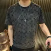 Camiseta de Manga Corta Fina para Hombre, Nueva de Verano 2026, Marca de Moda, Elegante, Estampado Completo, Versátil, Top Fresco de Cuello Redondo