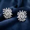 Pendientes de Tachuela de Circonita Populares de Fuegos Artificiales Transfronterizos, Pendientes de Lujo Ligero de Gama Alta, Pendientes Exagerados de Estilo Europeo y Americano, Envío Directo de una Pieza