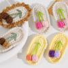 Horquilla de tulipán de ganchillo de algodón y lino estilo pastoral, joyería artesanal, tocado, accesorios para el cabello, pinza lateral para flequillo, material femenino al por mayor