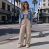 AliExpress 2026 Venta Caliente Pantalones de Trabajo Americanos Delgados Pantalones Casuales Primavera Otoño Rectos Cintura Alta Cordón Pantalones para Mujer