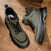 Botas Martin de Caña Alta para Hombre para Exteriores, Botas de Trabajo Antideslizantes Resistentes al Desgaste con Suela Gruesa y Cremallera Lateral, Botas Casuales para Hombre