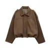 Moda femenina europea y americana transfronteriza AliExpress artículo más vendido chaqueta bomber elegante con efecto textura de gamuza