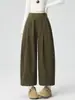 Calças pantalona de veludo cotelê, calças casuais de perna reta para mulheres, nova coleção outono/inverno 2026, relaxadas e casuais, calças cropped de perna larga