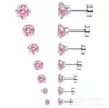 Set Combinado Transfronterizo Pendientes de Zirconia de Fondo Plano Acero de Titanio Piercing Pendientes de Hombre Uñas para Hélice de Oreja Súper Brillantes Joyería