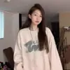 Sudadera con capucha popular para niñas, primavera y otoño, delgada, para estudiantes de secundaria y preparatoria, estilo perezoso, tops holgados de gran tamaño