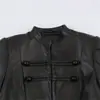 Comercio Exterior 2026 Otoño Nueva Moda Femenina Europea y Americana Elegante Chaqueta de Cuero con Cuello Alto y Hebilla de Nudo 5479243