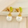 Pendientes de perlas de alta calidad con nicho de ópalo y gota de agua, estilo retro artístico, para otoño e invierno de 2023 para mujer