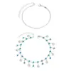 Tornozeleira Empilhável Azul Brilhante Diamante Minimalista de Luxo Leve Japonês e Coreano, Tornozeleira Personalizada de Alto Padrão com Borla de Concha Lagarta