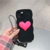 Funda de silicona suave con diseño de corazón para iPhone 13 Pro Max, color liso y sencillo, con cordón para Apple 14.