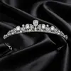 Corona de Novia Elegante y Lujosa, Corona de Cumpleaños de Princesa, Accesorio para el Cabello Estilo Coreano, Diadema Brillante de Aleación con Pedrería