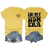 Camiseta casual de manga corta con estampado de doble cara, estilo europeo y americano, para mi etapa de mamá voleibolista, versátil, cuello redondo, holgada