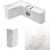 1:12 Mini Casa de Muñecas Cocina Juego de Imitación Gabinete Comida en Miniatura Modelo de Juego Mesa de Cocina Fregadero Encimera Conjunto Combinación