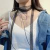 Empilhado Vestindo Design Hierárquico Fita de Renda Branca Primavera e Verão das Mulheres All-match Longo Lenço de Seda Colar Clavícula