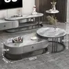 Conjunto de mesa de centro e rack de TV de luxo leve com painel de rocha brilhante, adequado para espaços pequenos, extensível, design simples com gavetas, para uso doméstico na sala de estar
