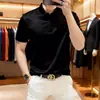 Camisa polo de manga corta de color liso para hombre de marca francesa de alta gama, corte ajustado, elástica, fresca al tacto, con cuello clásico, adecuada para uso casual de negocios
