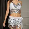Cadena de Cintura con Borlas de Lentejuelas para Amazon Traje de Danza del Vientre Traje de Lentejuelas con Borlas para Actuación en Escenario Práctica para Principiantes