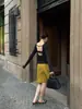 Camiseta Negra de Cuello Redondo Wanwei para Mujer 2026 Otoño Nueva Llegada Espalda Abierta Grande Doble Tirante Ajustado Manga Larga Top Y7009