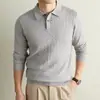 Suéter para hombre estilo dinero antiguo de comercio exterior transfronterizo, nuevo otoño 2026 casual de negocios con cuello camisero polo de punto para hombre