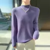 Suéter de punto de lana de una pieza para mujer, cuello semi alto, manga larga, diseño sin costuras, amigable con la piel, efecto adelgazante, perfecto para usar en capas en otoño e invierno.