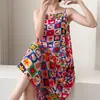 Camisón holgado de algodón y seda con estampado para mujer, ropa de casa, informal, sexy, vestido largo, falda, pijama, nuevo estilo de primavera