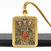 Tangka Dorado Pintado a Mano Parcialmente Pasado y Presente Colgante Tangka Zakhilaam Collar Tangka de Diez Fases Acero de Titanio
