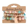Pulseira Color Block Personalizada para Mulheres, Pulseira de Contas de Vidro Boêmia Multicamadas, Pingente Torre Eiffel com Franja, Produto Popular Transfronteiriço