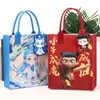 2025 Nezha Desenho Animado Fofo Bolsa de Compras de Grande Capacidade Bolsa Tote de Ombro para Estudante Feltro Portátil