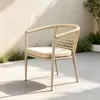 Silla de ratán para patio exterior, mesa y sillas de ocio, balcón al aire libre de jardín para el hogar, silla creativa con respaldo de cuerda para casa de huéspedes, mesa de café pequeña