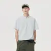 Camiseta de Manga Corta con Cuello Alto y Media Cremallera para Hombre, Estilo Nuevo, Color Sólido de Verano, Top Fresco y Moderno para Deportes al Aire Libre