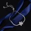 Pulsera de Aro con Cierre de Empuje y Tirón Estrella Incrustada de Diamantes, Estilo Ins Pequeña y Exquisita Cadena de Garra Ajustable Joyería de Mano Dorada Venta al por Mayor