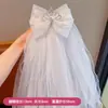 Presilha de Cabelo Infantil para Meninas, Laço de Coroa, Presilha com Borda de Véu, Acessório de Cabelo de Princesa Bordado Estilo Coreano