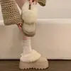 Botas de Nieve con Suela Gruesa para Aumentar la Altura, Botines Cortos Cálidos de Felpa para Mujer, Otoño Invierno 2026, Zapatos Tipo Pan de Peluche Engrosado