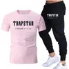 Conjunto de Camiseta e Shorts de Verão Transfronteiriço Trapstar Estampa de Letras Algodão Manga Curta Masculino Casual Conjunto de 2 Peças