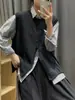 Chaleco de punto para mujer, nuevo estilo primavera/otoño, cárdigan sin mangas, perfecto para usar en capas con camisas a rayas