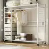 Guarda-roupa para uso doméstico no quarto, guarda-roupa simples para moradia alugada, armário de armazenamento durável, guarda-roupa de metal montado econômico
