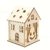 Casa de Abóbora de Madeira para Halloween Artesanato Infantil DIY 3D Pintada Decoração de Casa Ornamentos