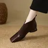 Zapatos retro versátiles de estilo francés para mujer, punta cuadrada, moda primavera/otoño, nuevo diseño de tacón grueso, zapatos de piel estampada, V2026