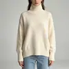 Suéter Gola Alta Liso Estilo Europeu Transfronteiriço Estilo Preguiçoso para Mulheres, Outono e Inverno Simples Macio e Aconchegante Roupa para Usar por Baixo Top Base Feminino