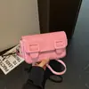 Bolsa de cintura com fivela de travessão em couro encerado estilo coreano, novo modelo 2026, bolsa de ombro único/transversal/sob o braço em cor sólida texturizada para mulheres