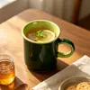 Cerámica Verde Retro Vajilla Cuenco Pétalo Plato Largo Mantequillera Tetera Taza Vajilla Doméstica de Hotel Venta al por Mayor Transfronteriza